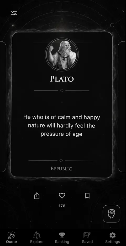Philosophia showing a Plato quote from the Republic in the redesigned quote screen