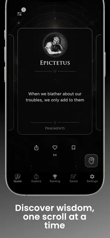 A sourced daily Epictetus quote in the Philosophia app