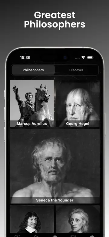 Marcus Aurelius profile among philosophers in the Philosophia app